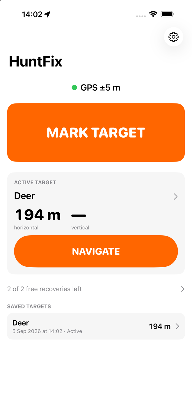 The same HuntFix home screen in light appearance.